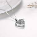 wholesale 925 Sterling Silver Heart Locket Necklace with Rose Flower Pendant Holds Pictures Oxidized Finish Birthday Christmas Gifts for Women-0-2