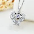 TOUPOP Sterling Silver Purple Alexandrite Evil Eye Necklace Angel Wings Pendant-0-2