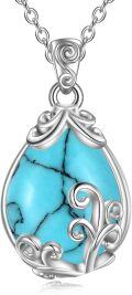 wholesale Sterling Silver Crystal Filigree Teardrop Pendant Necklace-0-31