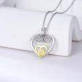 wholesale 925 Sterling Silver Double Heart Pendant with Gold Center and Cubic Zirconia Stones for Women-0-2