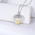 wholesale 925 Sterling Silver Two Tone Heart Pendant Necklace With Lab Created Moissanite For Women-0-2