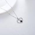 wholesale 14K Gold Black Enamel Dog Cat Paw Print Heart Pendant Necklace 17 Chain-0-3