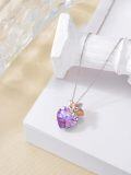 wholesale 925 Sterling Silver Fox Heart Pendant Necklace Purple Crystal s for Her-0-2