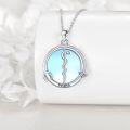 wholesale 925 Sterling Silver Moonstone Caduceus Asclepius Health Symbol Nurse Pendant Necklace-0-4