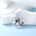 wholesale 925 Sterling Silver French Bulldog Heart Paw Print Love You Forever Pendant Necklace for Women-0-3