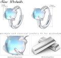 wholesale Rhodium Plated Sterling Silver & Moonstone Huggie Hoop Earrings 6mm Stone 6x13mm 3g-0-5