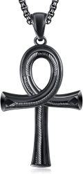 wholesale Black  Ankh Cross Pendant Necklace for Men & Women - Gothic Egyptian Symbol s-0-0