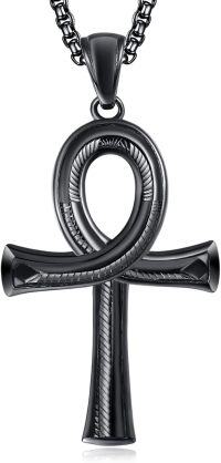 wholesale Black  Ankh Cross Pendant Necklace for Men & Women - Gothic Egyptian Symbol s-B-Ankh Cross(black)