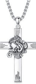 wholesale Sterling Silver Cross Pendant Necklace for Women Men Religious Jewelry Gift for Christmas Birthday Mothers Day-0-46