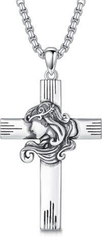 wholesale Sterling Silver Cross Pendant Necklace for Women Men Religious Jewelry Gift for Christmas Birthday Mothers Day-01-06-Virgo