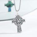 wholesale 925 Sterling Silver Celtic Knot Cross Pendant with Green Abalone Shell Inlay Norse Valknut Amulet Necklace for Men & Women -0-3