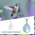 wholesale 925 Sterling Silver Opalite Hummingbird Pendant Necklace for Women Girls  45cm Chain Length-0-4