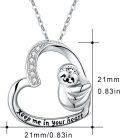 wholesale 925 Sterling Silver Heart-Shaped Sloth Slide Charm Necklace - Keep Me in Your Heart Pendant Gift for Her-0-4