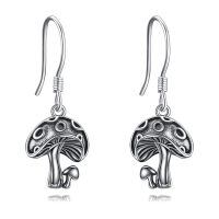TOUPOP Sterling Silver Mushroom Dangle Drop Earrings-undefined
