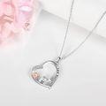 wholesale 925 Sterling Silver Love You Forever Heart Pendant with Pink and White Bear Necklaces for Women Girls-0-2