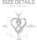wholesale 925 Sterling Silver 14K White Gold Plated Double Heart Pendant with Diamonds and Chain for Women's s-0-3