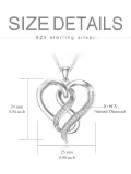 wholesale 925 Sterling Silver 14K White Gold Plated Double Heart Pendant with Diamonds and Chain for Women's s-0-3
