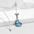 wholesale 925 Sterling Silver Blue Crystal Sloth Charm Urn Keepsake Locket Necklace  for Women-0-2