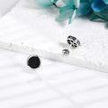 wholesale 925 Sterling Silver Onyx Round Stud Earrings with Tree Design for Men-0-3