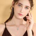 wholesale 925 Sterling Silver Citrine Heart-Shaped Floral Pendant Necklace for Women-0-1