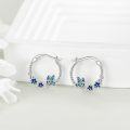 wholesale 925 Sterling Silver Blue Enamel Butterfly & Flowers Twist Loop Earrings-0-3