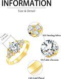 wholesale 14K Gold Plated 925 Sterling Silver Cubic Zirconia 1 25ct Round Cut Engagement Wedding Promise Rings for Women-0-3
