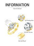 wholesale 14K Gold Plated 925 Sterling Silver Cubic Zirconia 1 25ct Round Cut Engagement Wedding Promise Rings for Women-0-3