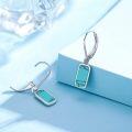 wholesale  S925 Sterling Silver Rectangle Turquoise Dangle Earrings for Mental Relaxation & Abundance-0-1