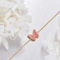 wholesale 14K Gold Pink Enamel Butterfly Charm Chain Anklet for Women Gift Idea-0-2