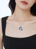 wholesale 925 Sterling Silver Blue Crystal Heart Pendant Necklace for Sisters Forever Friendship s-0-3