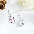 wholesale 925 Sterling Silver Baseball Shape Enamel Sporty Leverback Dangle Drop Earrings for Women and Girls-0-2
