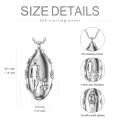 TOUPOP Stainless Steel Cubic Zirconia Two Side Dad Cremation Urn Necklace-0-3