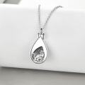 wholesale 925 Sterling Silver Labradorite Teardrop Sunflower Pendant Necklace with Gold Plated Flower and Chain - Pet Cremation Jewelry for Dogs & Cats-0-2