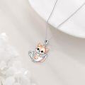wholesale 925 Sterling Silver Teacup Fox Pendant Necklace with Heart Charm for Women Gifts-0-3