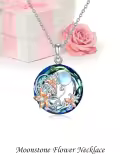 TOUPOP Sterling Silver Blue Crystal Sunflower Leaf Pendant Necklace-0-1