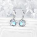 wholesale 925 Sterling Silver Blue Moonstone Tree of Life Leverback Earrings-0-3