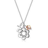 wholesale 925 Sterling Silver Daisy Child of God Necklace for Girls Baptism Communion Birthday-Light pink