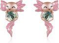 wholesale 925 Sterling Silver Rose Gold Plated Moss Agate Axolotl Stud Earrings 10.6-16mm Hypoallergenic Lightweight Gift for Women-0-0