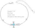 wholesale 925 Sterling Silver Blue Opal Celtic Cross Charm Adjustable Chain Bracelet for Women's Religious s-0-2