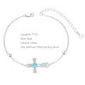 wholesale 925 Sterling Silver Blue Opal Celtic Cross Charm Adjustable Chain Bracelet for Women's Religious s-0-2