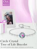 wholesale 925 Sterling Silver Austrian Crystal Tree of Life Birthstone Bracelet for Women-0-3