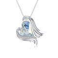 TOUPOP 925 Sterling Silver Crystal Love Pendant Necklace For Women-0-0
