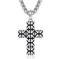 wholesale 925 Sterling Silver Black and White Geometric Patterned Cross Necklace for Men Women Catholic Religious s-0-0