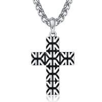 wholesale 925 Sterling Silver Black and White Geometric Patterned Cross Necklace for Men Women Catholic Religious s-H-Cross