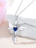 wholesale 925 Sterling Silver Birthstone Dragonfly Cross Pendant Necklace for Women-0-3