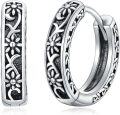 wholesale 925 Sterling Silver Floral Celtic Hoop Earrings for Women – Hypoallergenic & Tarnish-Resistant-0-0