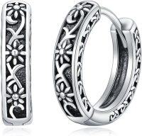 wholesale 925 Sterling Silver Floral Celtic Hoop Earrings for Women – Hypoallergenic & Tarnish-Resistant-Sunflower