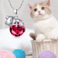wholesale 925 Sterling Silver Cat Mom Baby Sleeping With Yellow Crystal Pendant Necklace-0-61