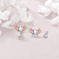wholesale 925 Sterling Silver Hypoallergenic Adorable Axolotl Stud Earrings - 3D Design with Pink Details-0-3