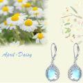 wholesale 925 Sterling Silver Blue Moonstone Daisy Floral Vine Drop Leverback Earrings-0-2